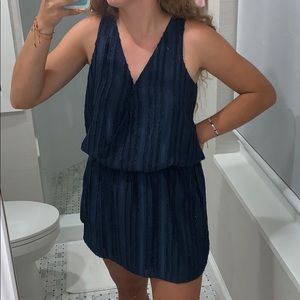 Navy Parker v neck mini striped party dress